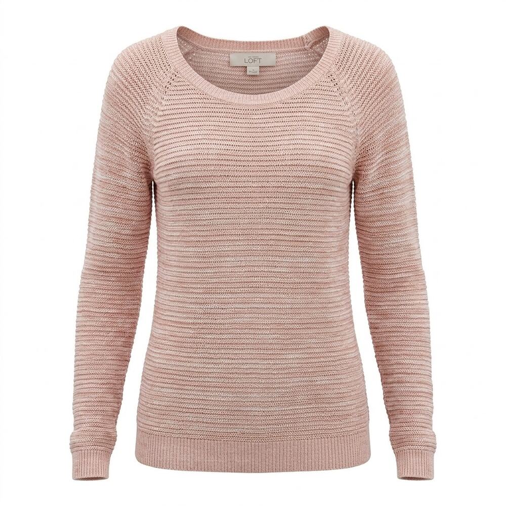 Loft Pink Knit Scoop Neck Pullover Sweater Women Size M
